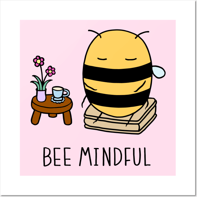 Bee Mindful - Soft Pink Wall Art by ImperfectLife